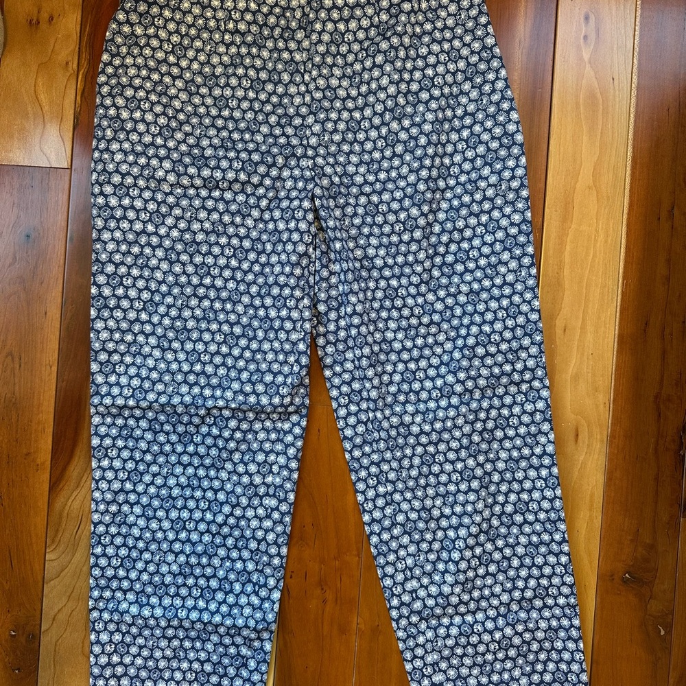 Piazza Sempione Patterned Blue and White Cropped Pants